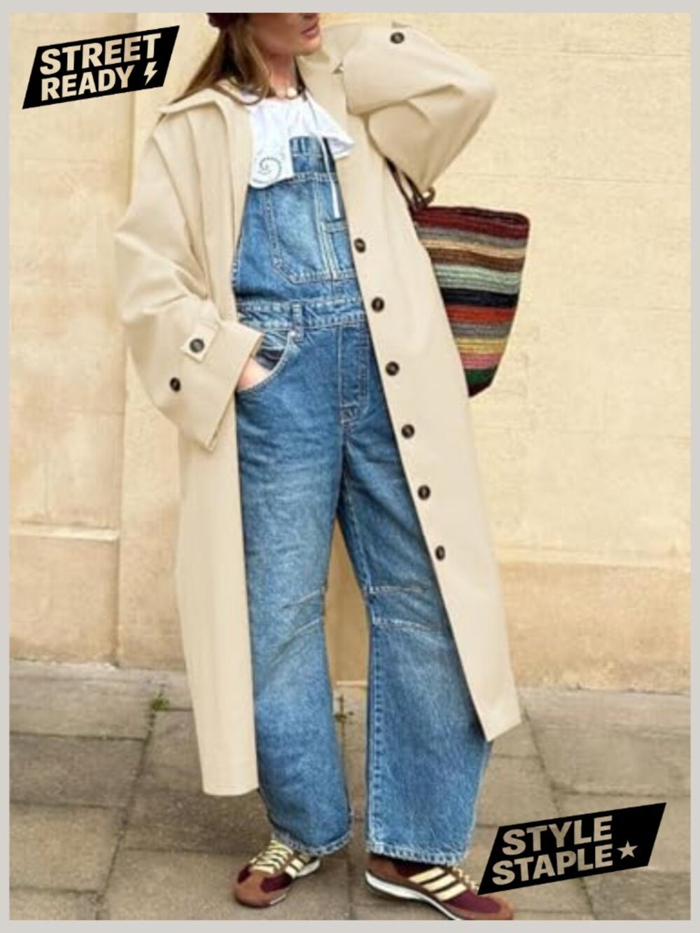 Oversized Long Trench Coat Single Breasted Windproof Lapel Fall Overcoat - Picture 3 of 7